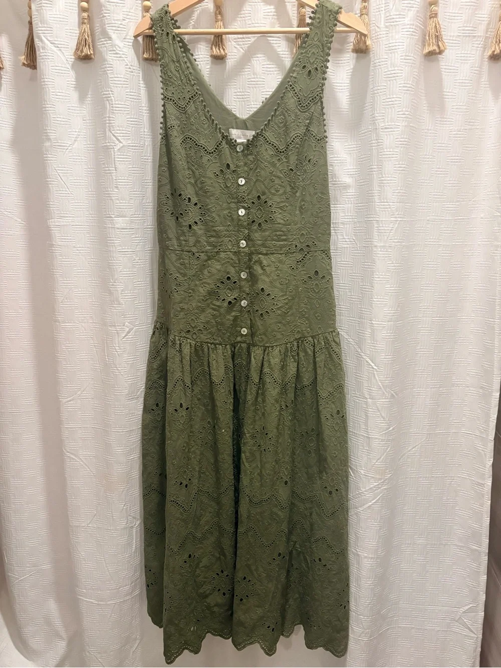House of Harlow 1960 Olive Eyelet Midi Dress